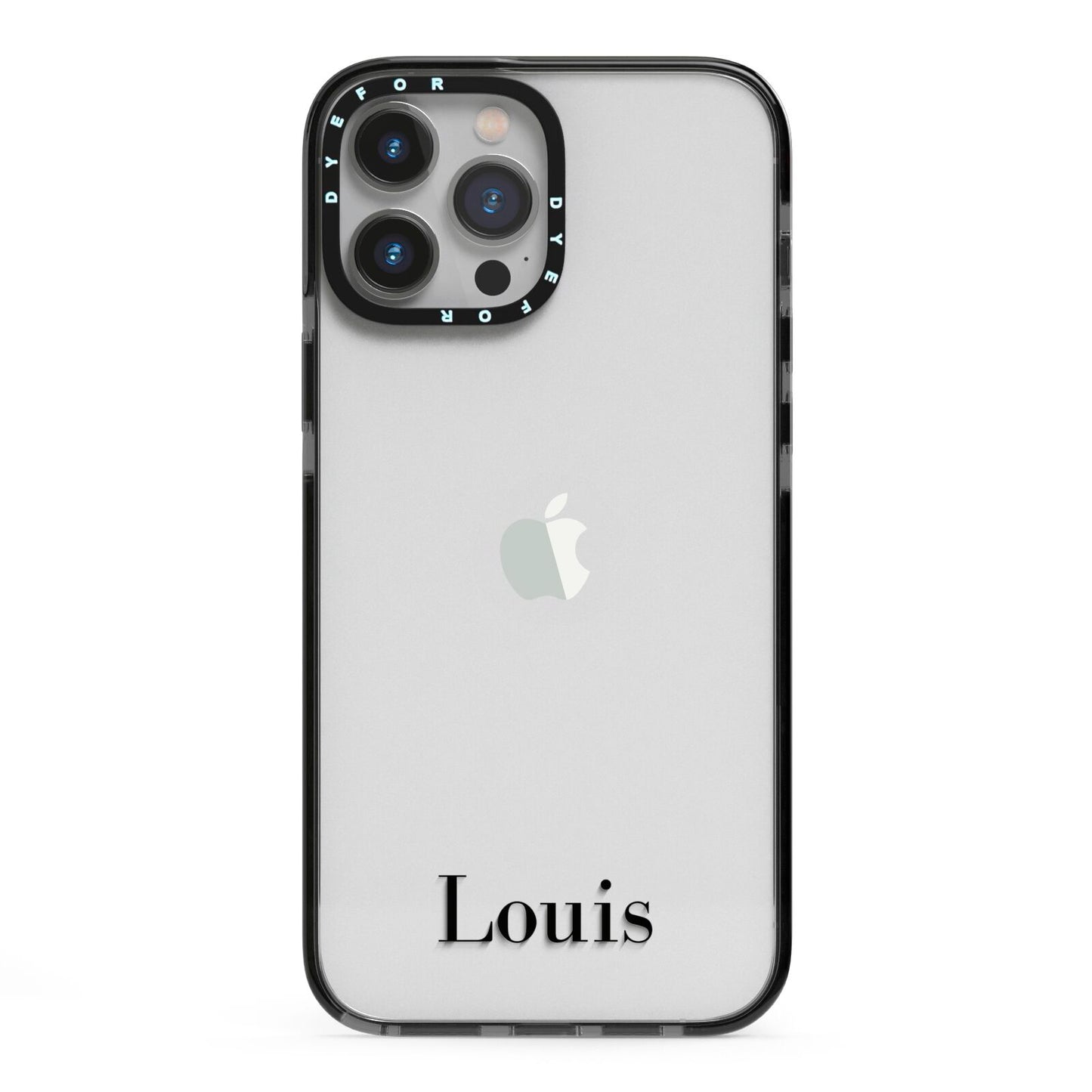 Name iPhone 13 Pro Max Black Impact Case on Silver phone