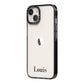 Name iPhone 14 Black Impact Case Side Angle on Silver phone
