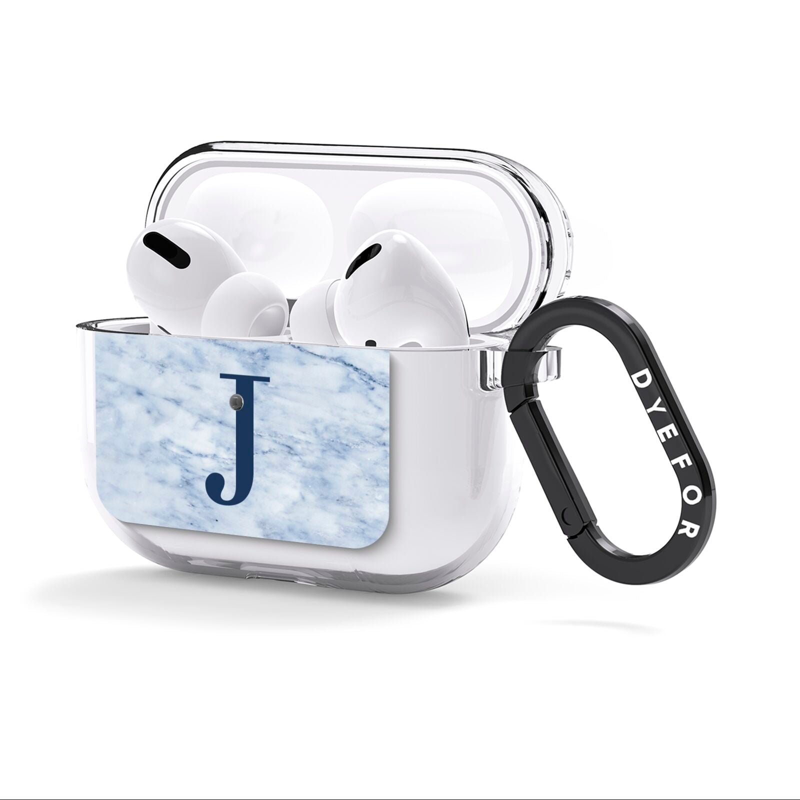 Navy Blue Single Initial AirPods Clear Case 3rd Gen Side Image