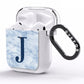 Navy Blue Single Initial AirPods Clear Case Side Image