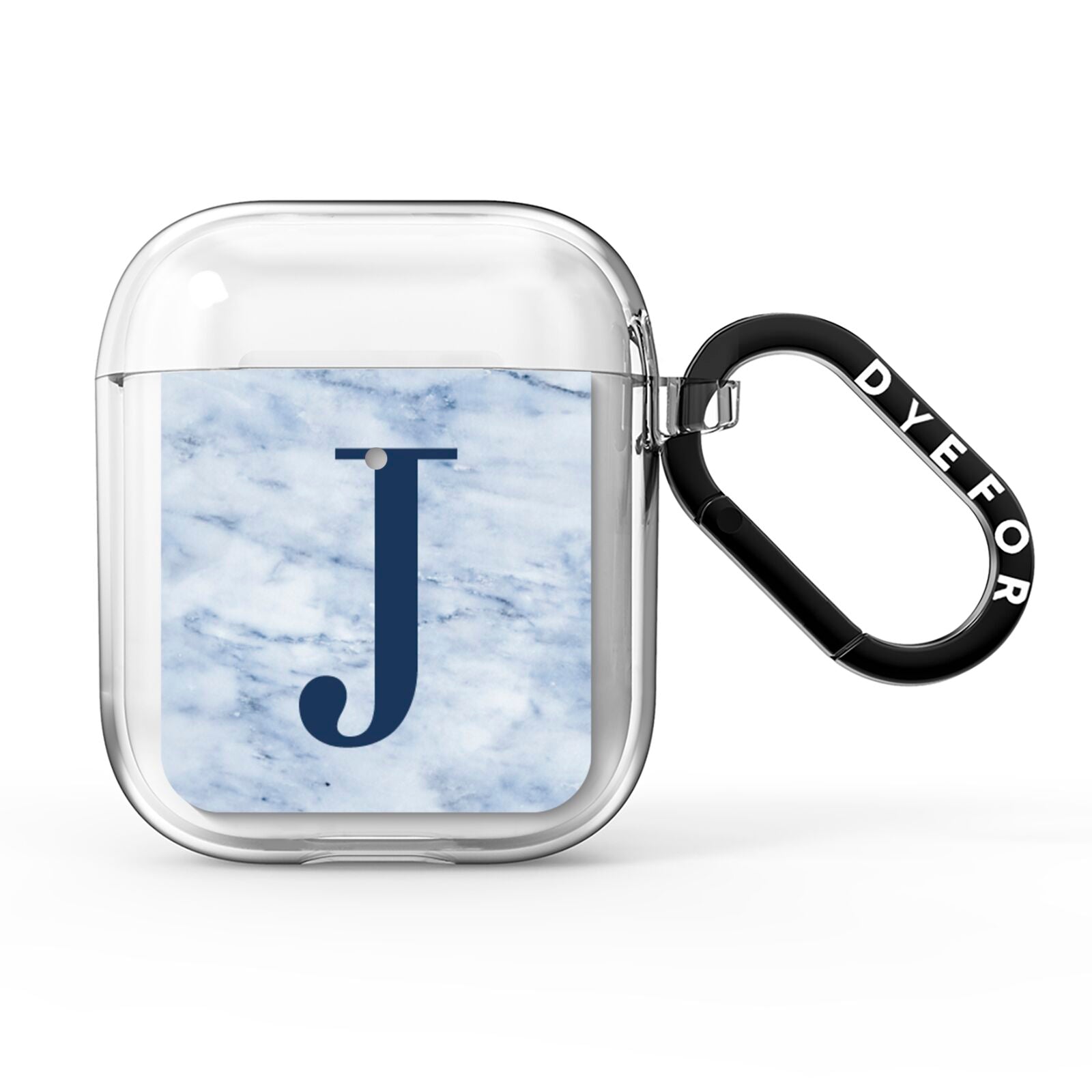 Navy Blue Single Initial AirPods Clear Case