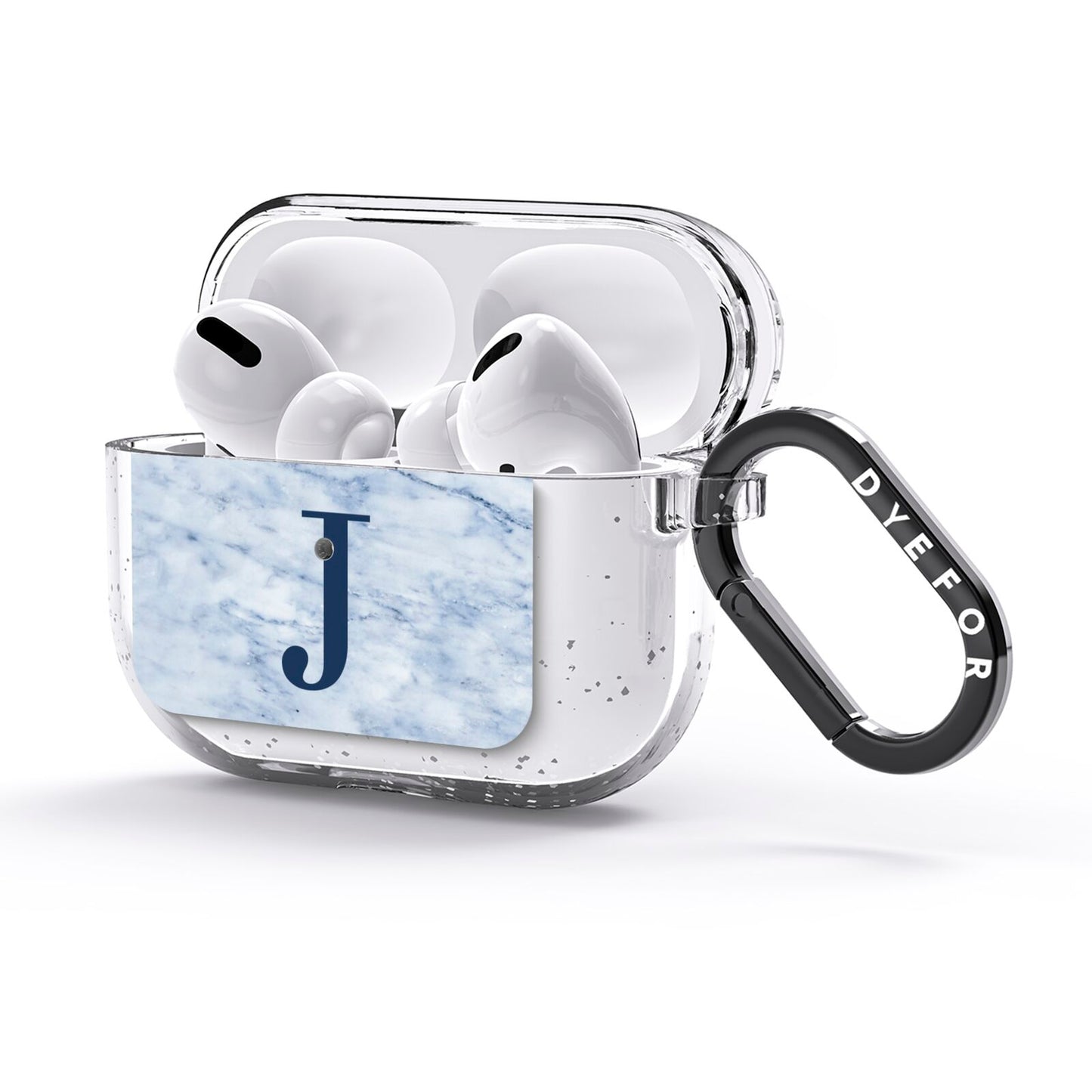 Navy Blue Single Initial AirPods Glitter Case 3rd Gen Side Image