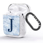 Navy Blue Single Initial AirPods Glitter Case Side Image