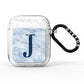 Navy Blue Single Initial AirPods Glitter Case