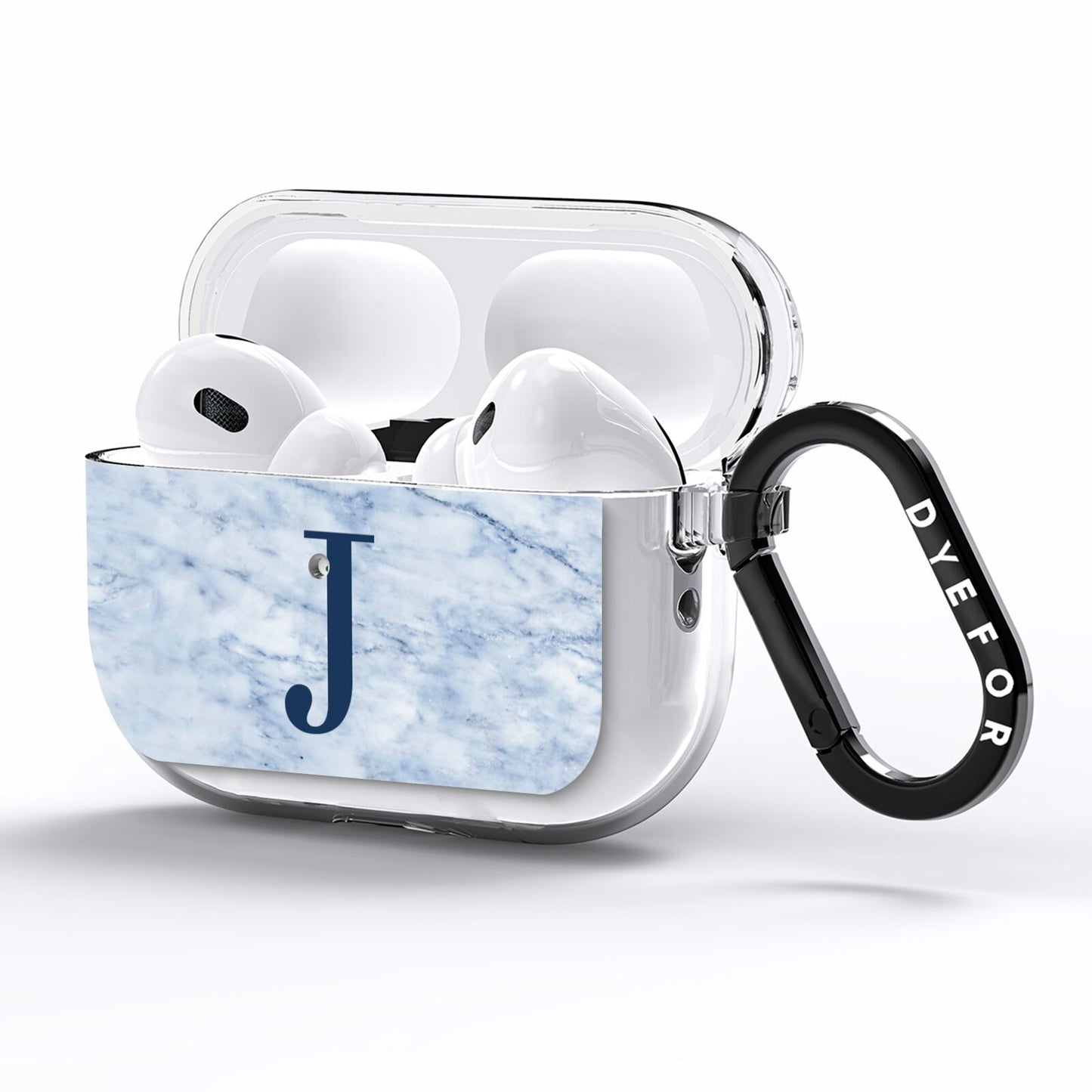 Navy Blue Single Initial AirPods Pro Clear Case Side Image