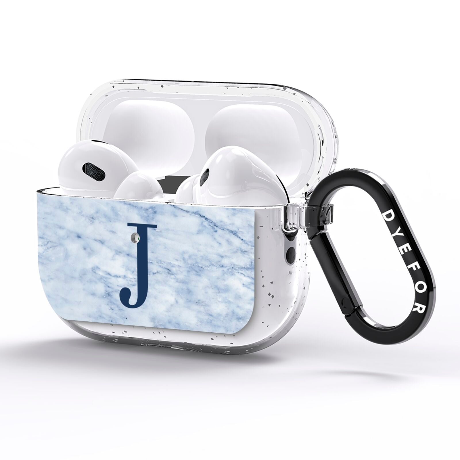 Navy Blue Single Initial AirPods Pro Glitter Case Side Image