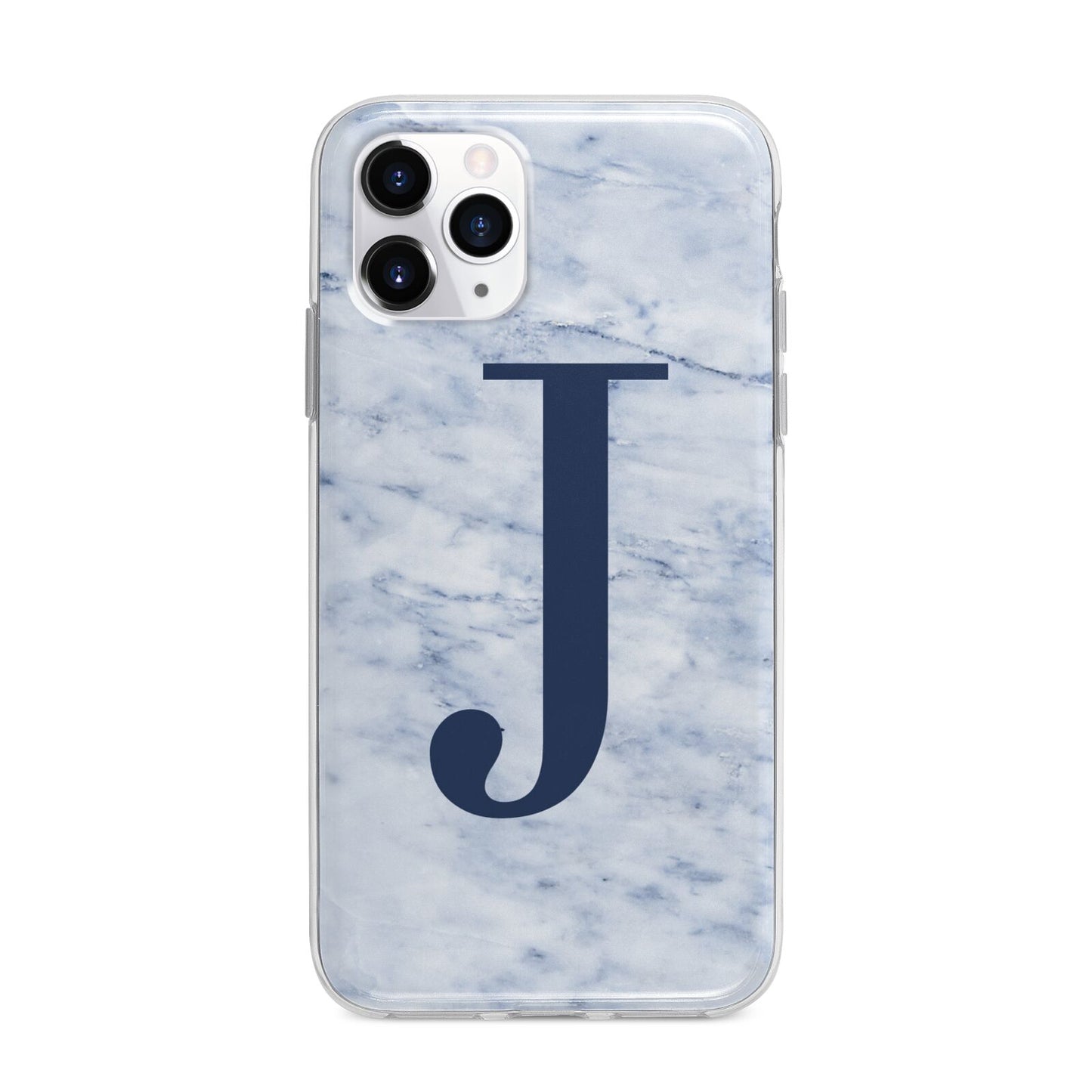 Navy Blue Single Initial Apple iPhone 11 Pro Max in Silver with Bumper Case