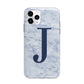 Navy Blue Single Initial Apple iPhone 11 Pro in Silver with Bumper Case