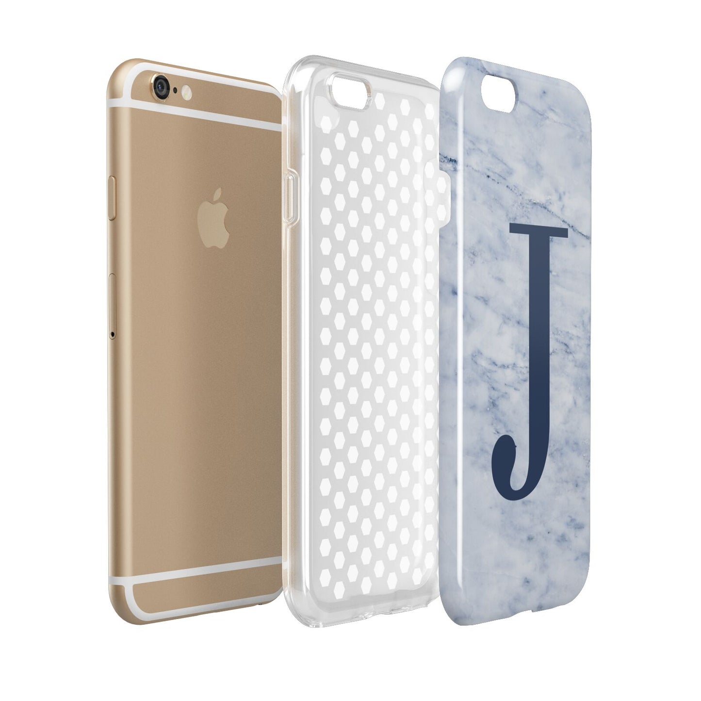 Navy Blue Single Initial Apple iPhone 6 3D Tough Case Expanded view