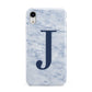 Navy Blue Single Initial Apple iPhone XR White 3D Tough Case