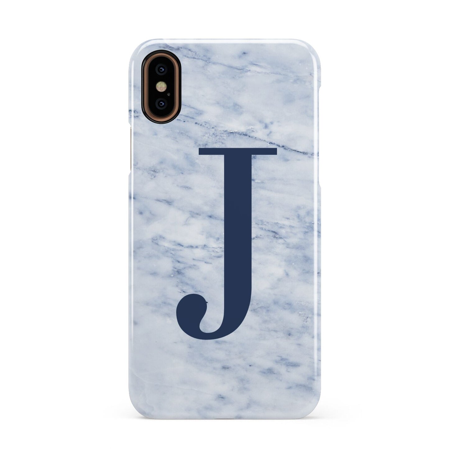Navy Blue Single Initial Apple iPhone XS 3D Snap Case