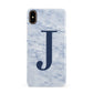 Navy Blue Single Initial Apple iPhone Xs Max 3D Snap Case