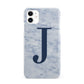 Navy Blue Single Initial iPhone 11 3D Snap Case