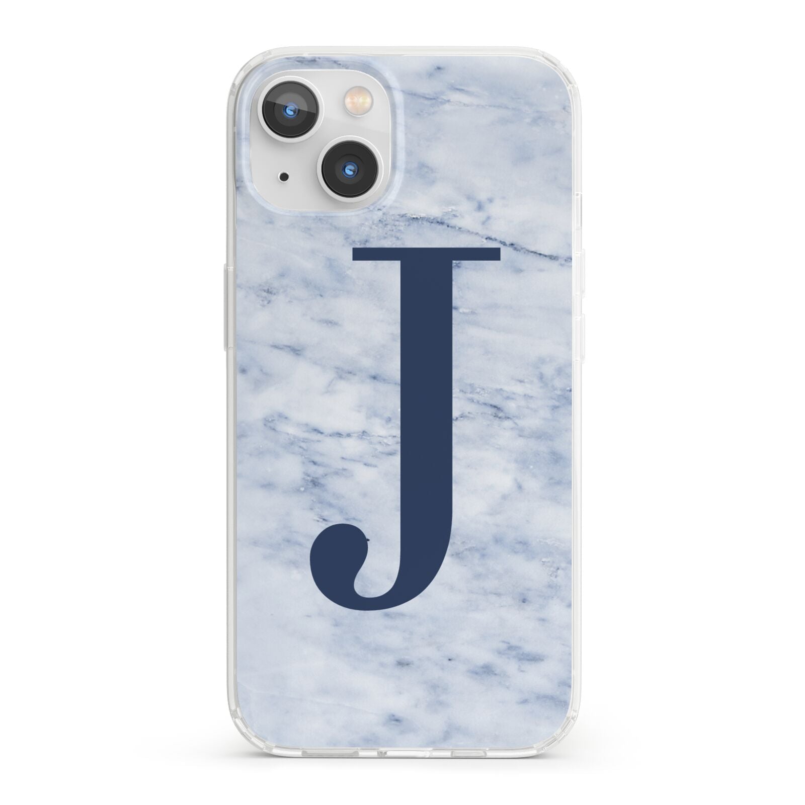 Navy Blue Single Initial iPhone 13 Clear Bumper Case