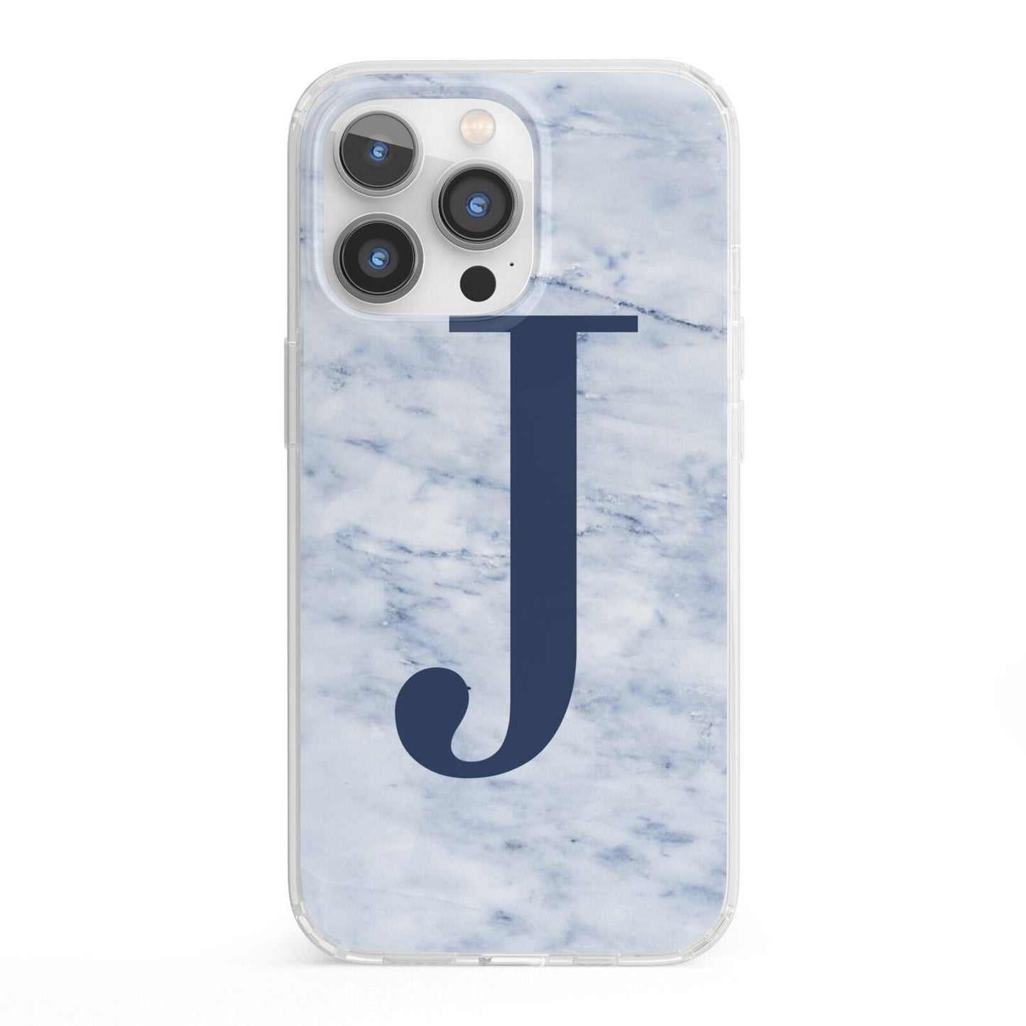 Navy Blue Single Initial iPhone 13 Pro Clear Bumper Case
