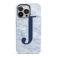 Navy Blue Single Initial iPhone 13 Pro Full Wrap 3D Tough Case