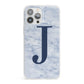 Navy Blue Single Initial iPhone 13 Pro Max Clear Bumper Case