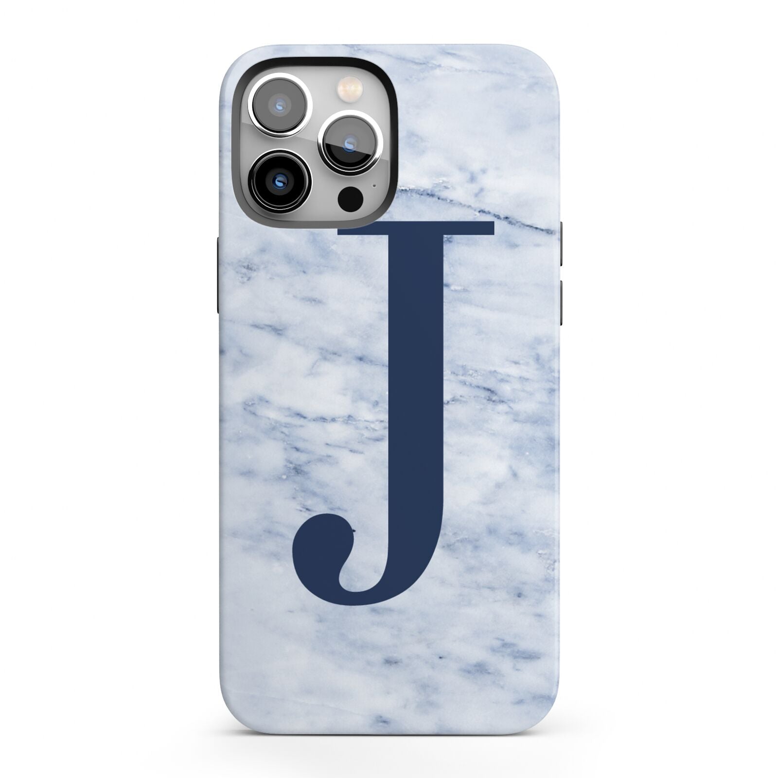 Navy Blue Single Initial iPhone 13 Pro Max Full Wrap 3D Tough Case