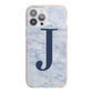 Navy Blue Single Initial iPhone 13 Pro Max TPU Impact Case with Pink Edges
