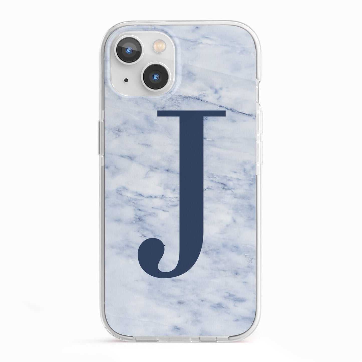 Navy Blue Single Initial iPhone 13 TPU Impact Case with White Edges
