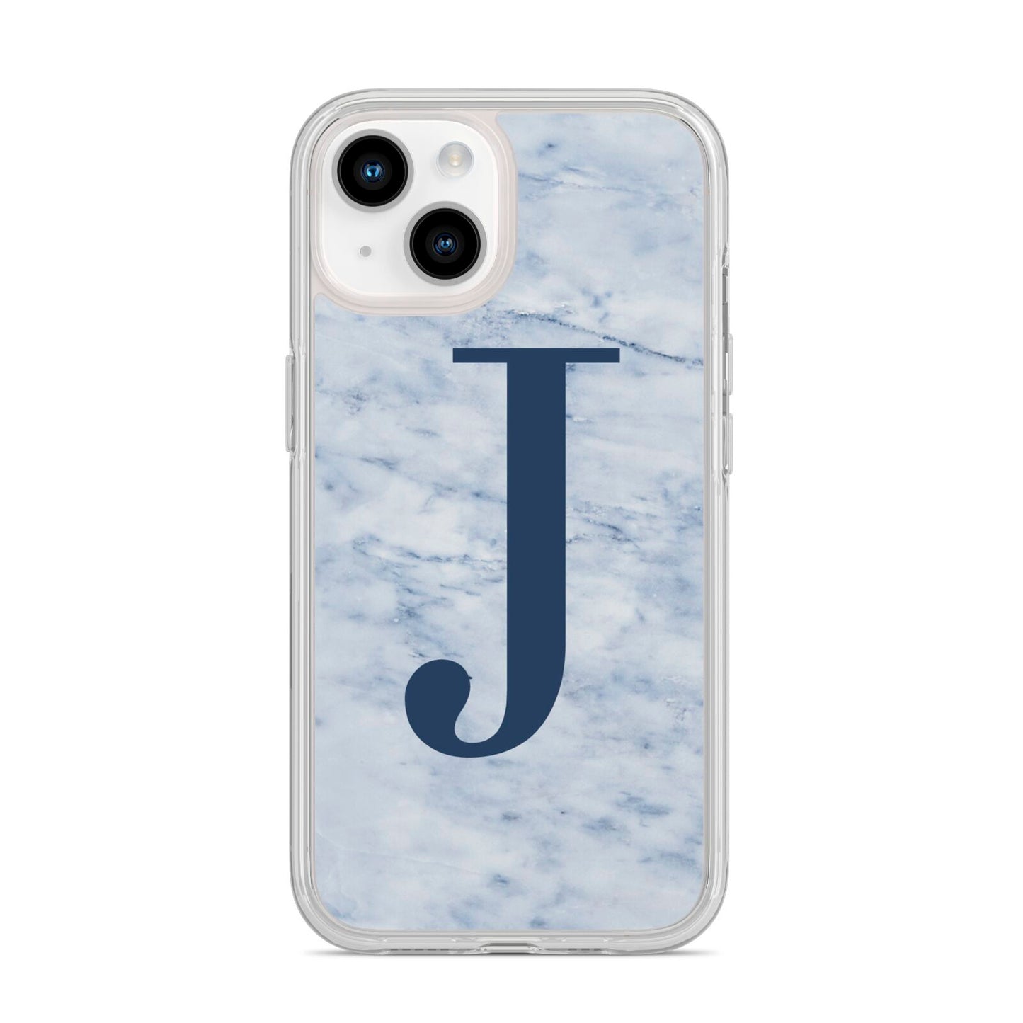 Navy Blue Single Initial iPhone 14 Clear Tough Case Starlight