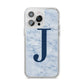 Navy Blue Single Initial iPhone 14 Pro Max Clear Tough Case Silver