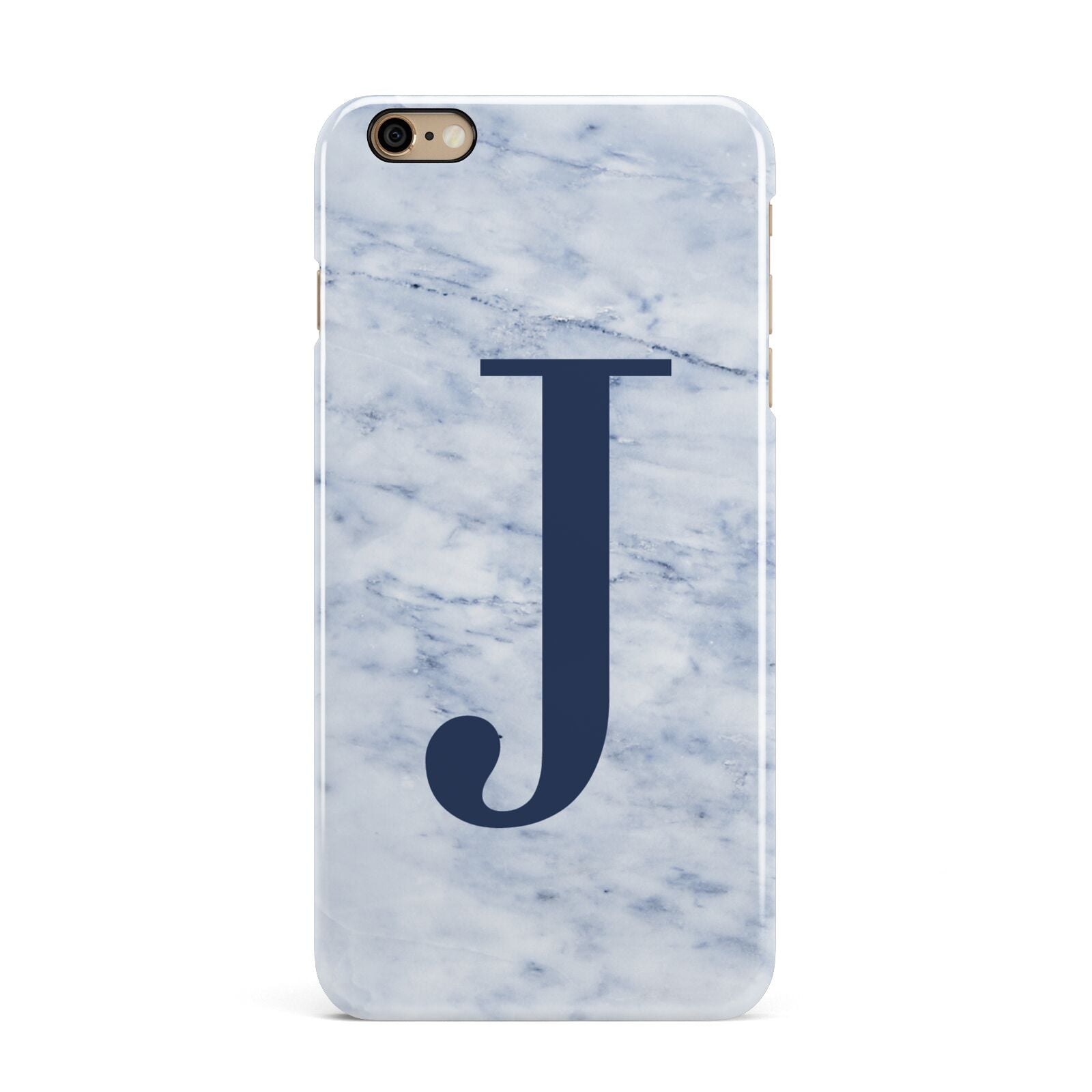 Navy Blue Single Initial iPhone 6 Plus 3D Snap Case on Gold Phone