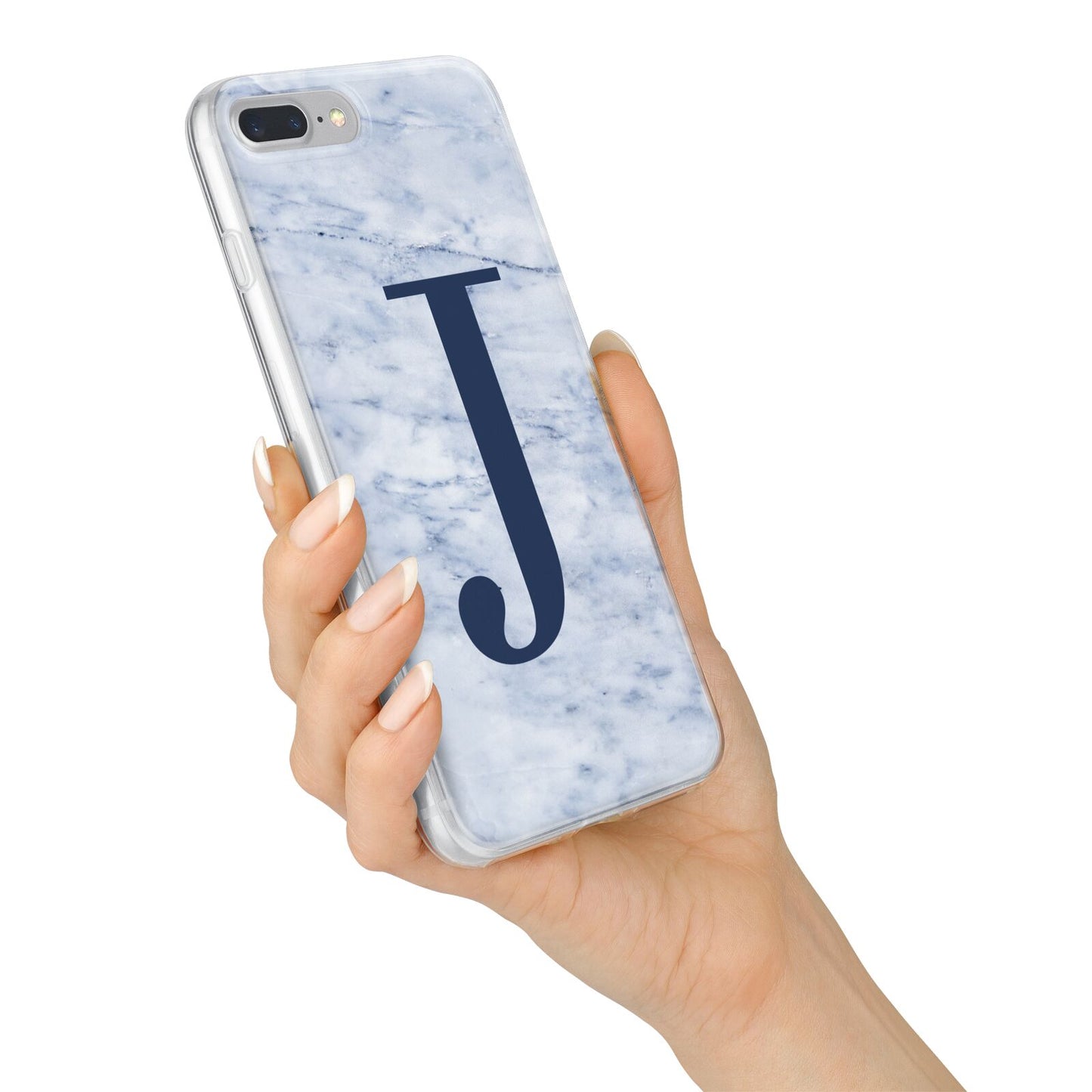 Navy Blue Single Initial iPhone 7 Plus Bumper Case on Silver iPhone Alternative Image