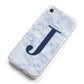 Navy Blue Single Initial iPhone 8 Bumper Case on Silver iPhone Alternative Image