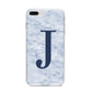 Navy Blue Single Initial iPhone 8 Plus Bumper Case on Silver iPhone