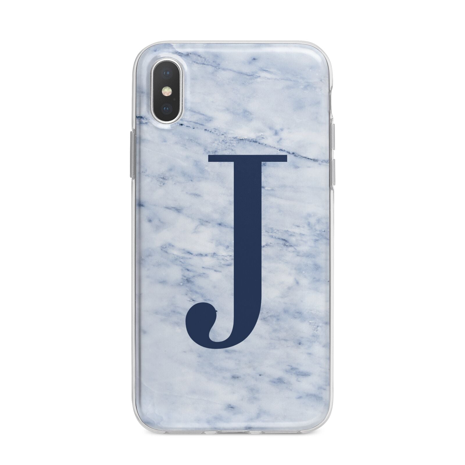 Navy Blue Single Initial iPhone X Bumper Case on Silver iPhone Alternative Image 1