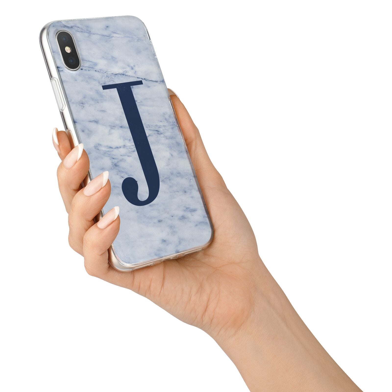 Navy Blue Single Initial iPhone X Bumper Case on Silver iPhone Alternative Image 2