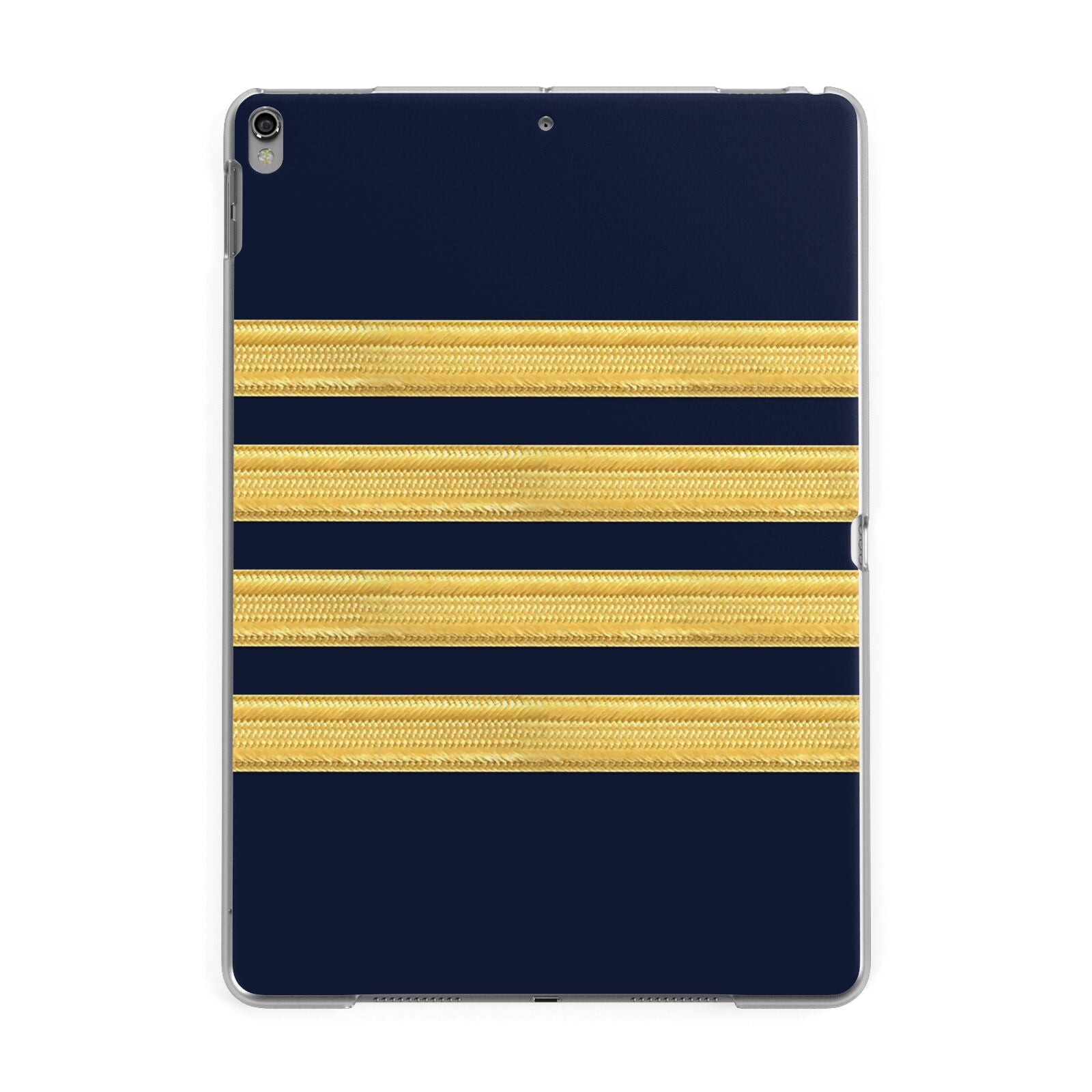 Navy and Gold Pilot Stripes Apple iPad Grey Case
