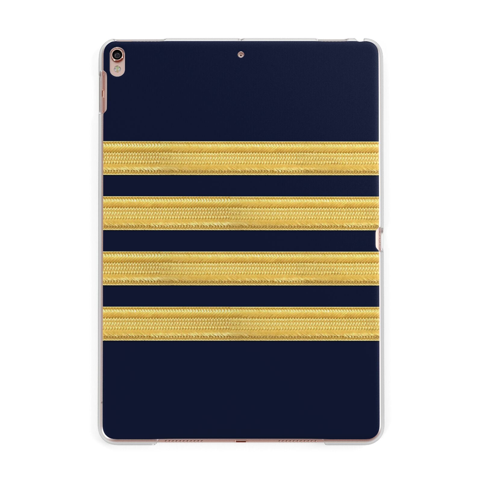 Navy and Gold Pilot Stripes Apple iPad Rose Gold Case