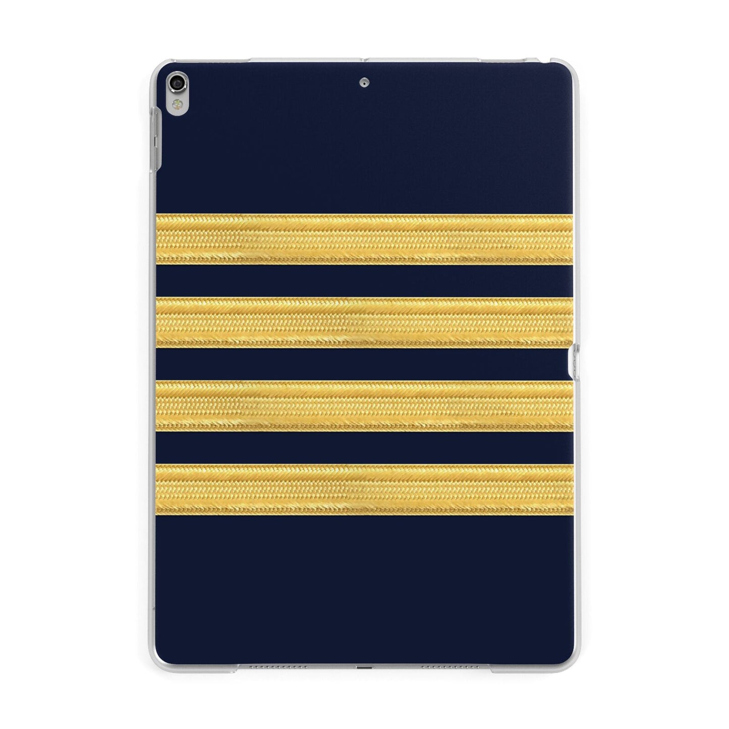 Navy and Gold Pilot Stripes Apple iPad Silver Case