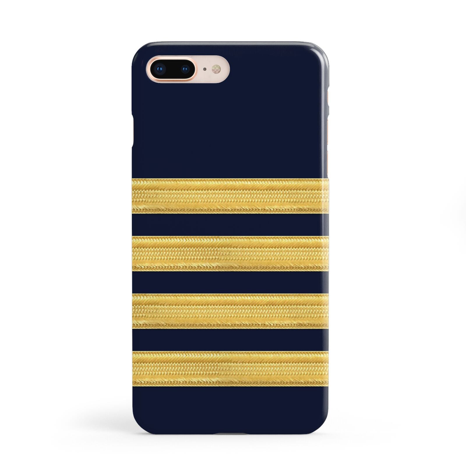 Navy and Gold Pilot Stripes Apple iPhone 8 Plus Case