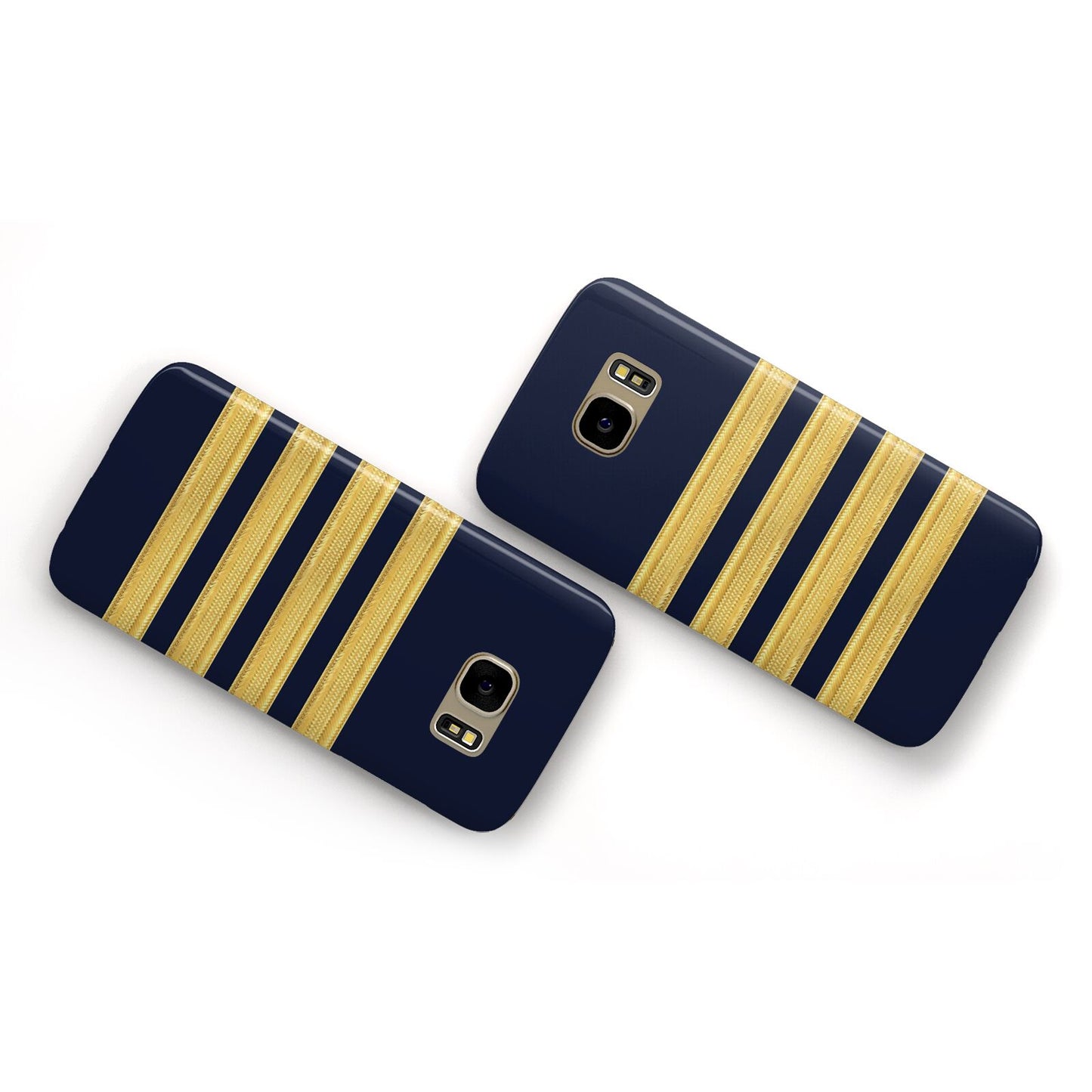 Navy and Gold Pilot Stripes Samsung Galaxy Case Flat Overview