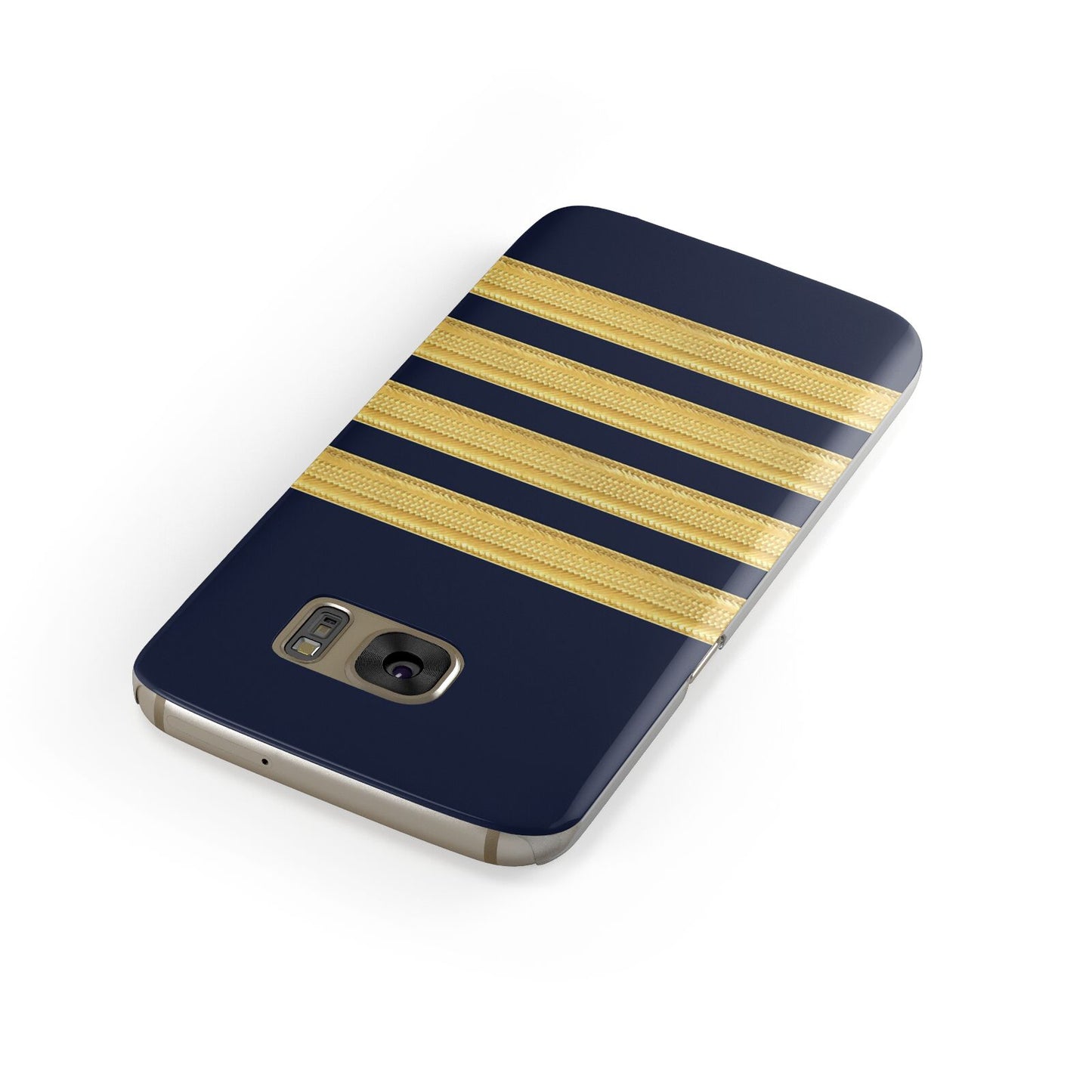 Navy and Gold Pilot Stripes Samsung Galaxy Case Front Close Up