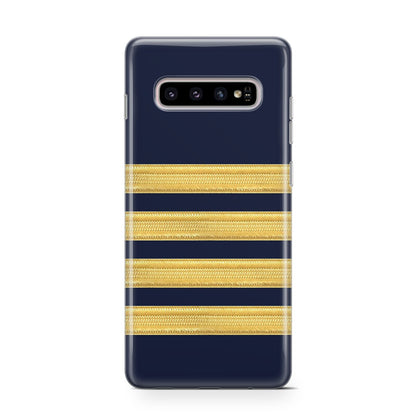Navy and Gold Pilot Stripes Samsung Galaxy S10 Case