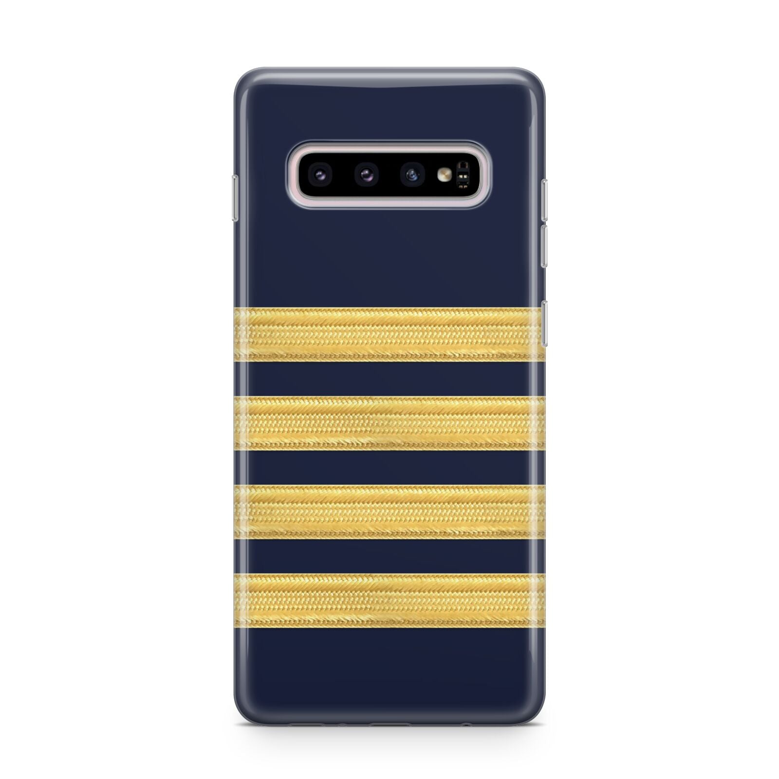 Navy and Gold Pilot Stripes Samsung Galaxy S10 Plus Case