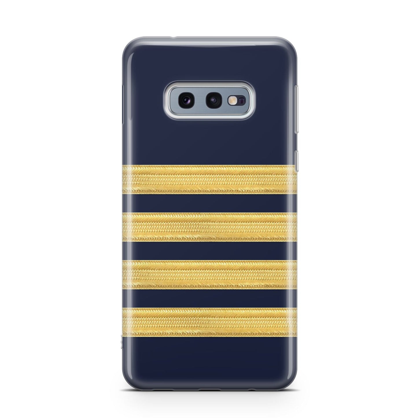 Navy and Gold Pilot Stripes Samsung Galaxy S10E Case