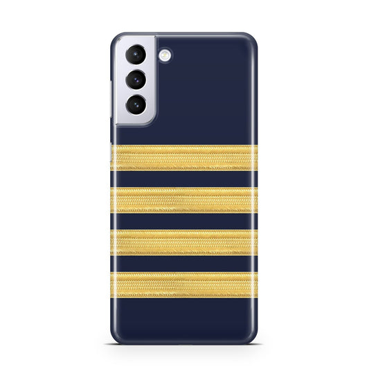 Navy and Gold Pilot Stripes Samsung S21 Plus Phone Case