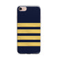 Navy and Gold Pilot Stripes iPhone 7 Bumper Case on Rose Gold iPhone