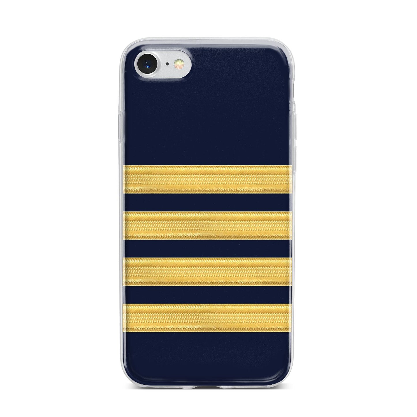 Navy and Gold Pilot Stripes iPhone 7 Bumper Case on Silver iPhone