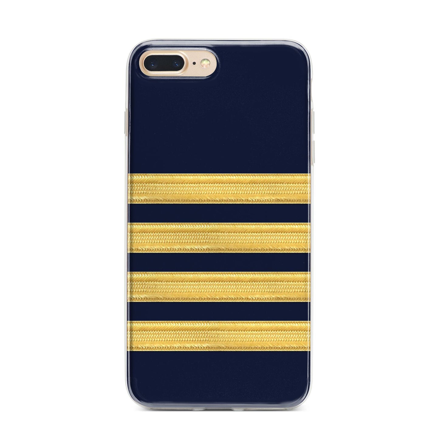 Navy and Gold Pilot Stripes iPhone 7 Plus Bumper Case on Gold iPhone