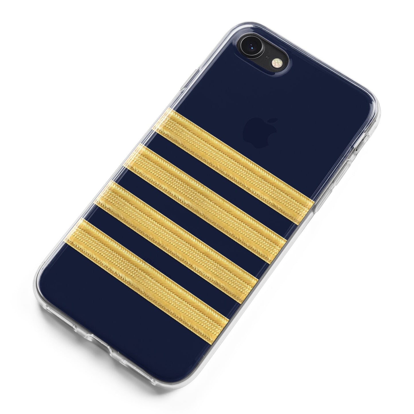 Navy and Gold Pilot Stripes iPhone 8 Bumper Case on Black iPhone Alternative Image