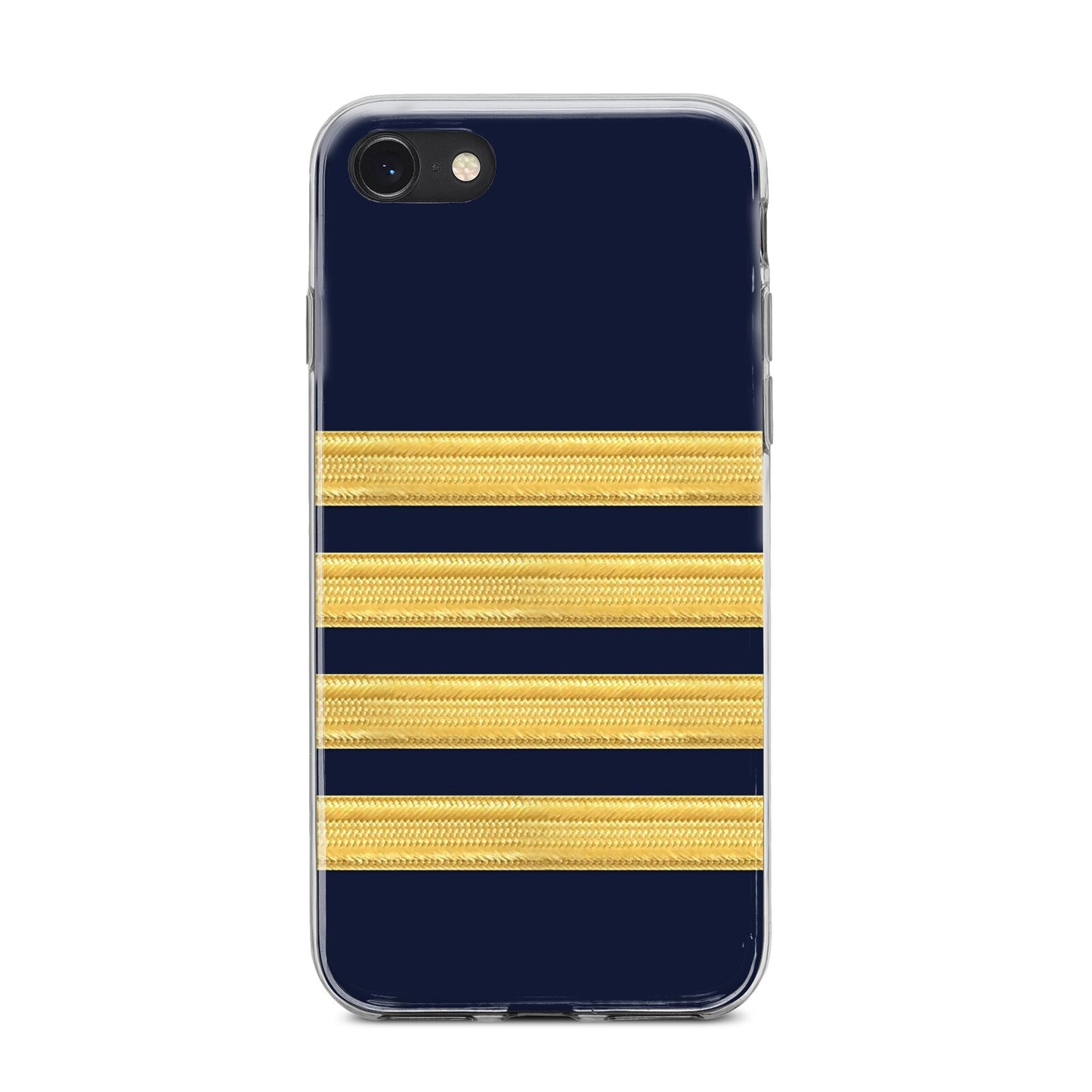 Navy and Gold Pilot Stripes iPhone 8 Bumper Case on Black iPhone