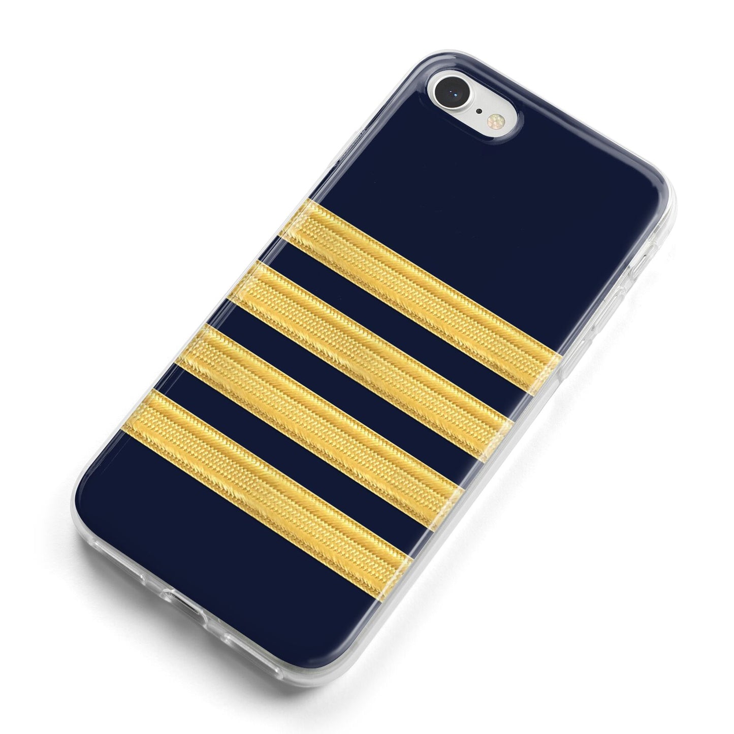 Navy and Gold Pilot Stripes iPhone 8 Bumper Case on Silver iPhone Alternative Image