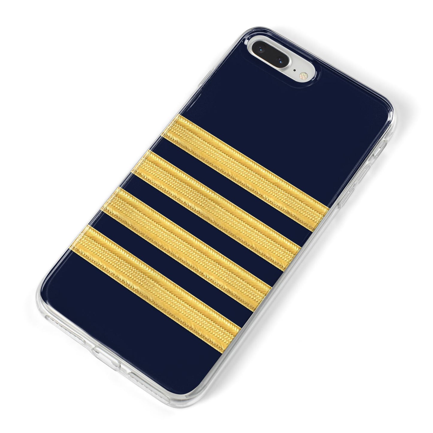 Navy and Gold Pilot Stripes iPhone 8 Plus Bumper Case on Silver iPhone Alternative Image
