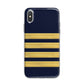 Navy and Gold Pilot Stripes iPhone X Bumper Case on Silver iPhone Alternative Image 1